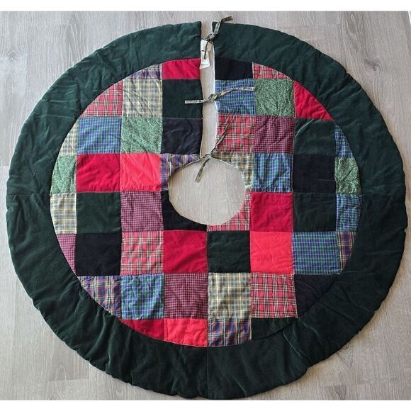 Country Plaid Christmas Tree Skirt 48" Round ~ Farmhouse  Cottage Core - Picture 1 of 8